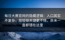每日大赛官网的隐藏逻辑：入口其实不复杂，简短但关键更不绕，原来一直都错在这里