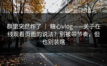 群里突然炸了 ｜ 糖心vlog——关于在线观看页面的说法？别被带节奏，但也别装瞎