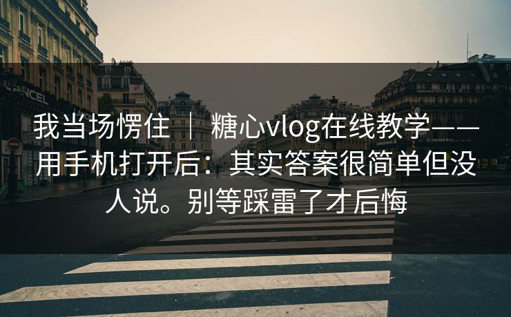 我当场愣住 ｜ 糖心vlog在线教学——用手机打开后：其实答案很简单但没人说。别等踩雷了才后悔